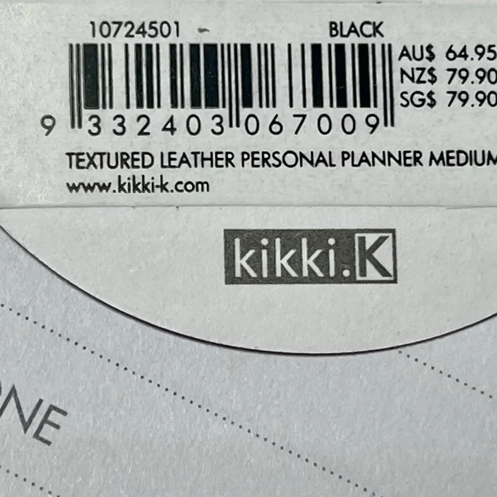 Kikki K Black Leather Personal Planner Medium Gold Snap Organizer New Boxed-READ